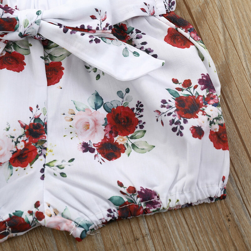 Noworodka zestaw ubranek dla dziewczynki lato jednolity kolor pajacyk dziecięcy z krótkim rękawem kwiatowe szorty z pałąkiem na głowę 3 sztuk strój noworodki odzież dla niemowląt