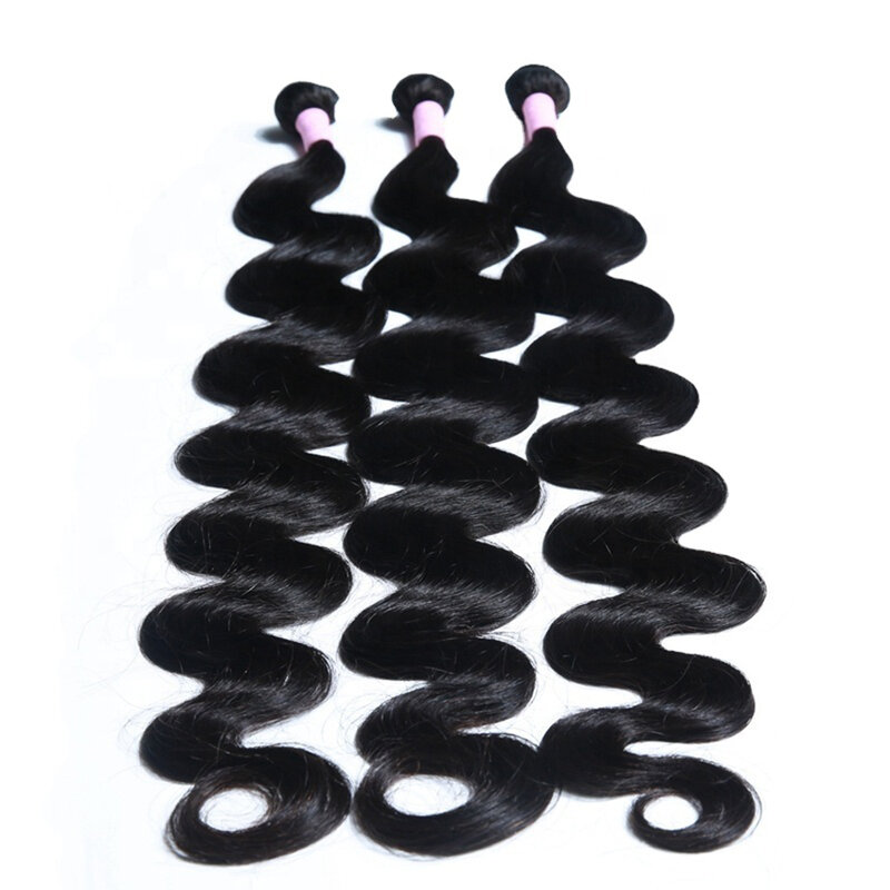 Tissage en lot brésilien naturel Remy Body Wave, couleur noire naturelle, Extensions de cheveux de 24 pouces pour femmes noires