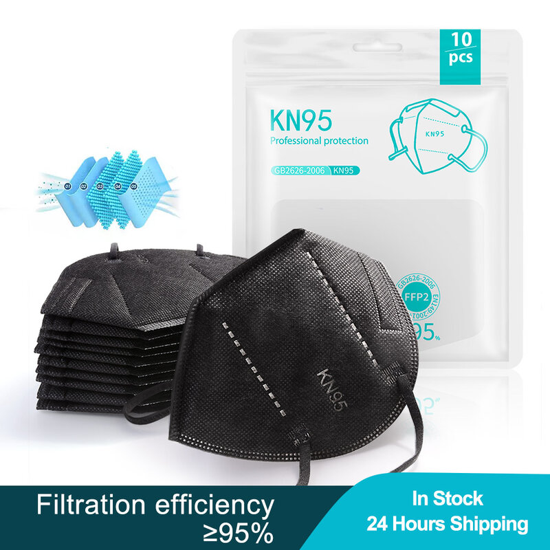 Ffp2 kn95 máscara protetora do respirador do filtro da máscara 5ply máscara protetora do respirador