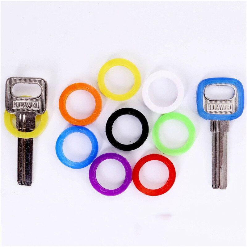 8 sztuk losowy kolor Hollow klucz silikonowy Cap obejmuje Topper brelok elastyczny brelok pierścienie etui na klucze organizator do torby portfele