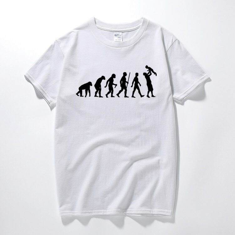 아빠의 진화 티셔츠 재미 있은 티셔츠 레트로 아버지의 날 선물 아버지 패션 티 여름 탑 티셔츠 코튼 캐주얼 camisetas hombre