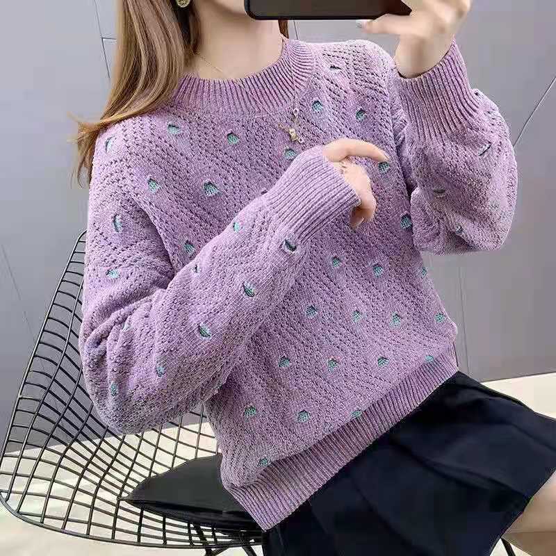 Chenille-suéter suelto de estilo coreano para mujer, nuevo diseño, Top que mantiene el calor, 6 colores, Otoño e Invierno