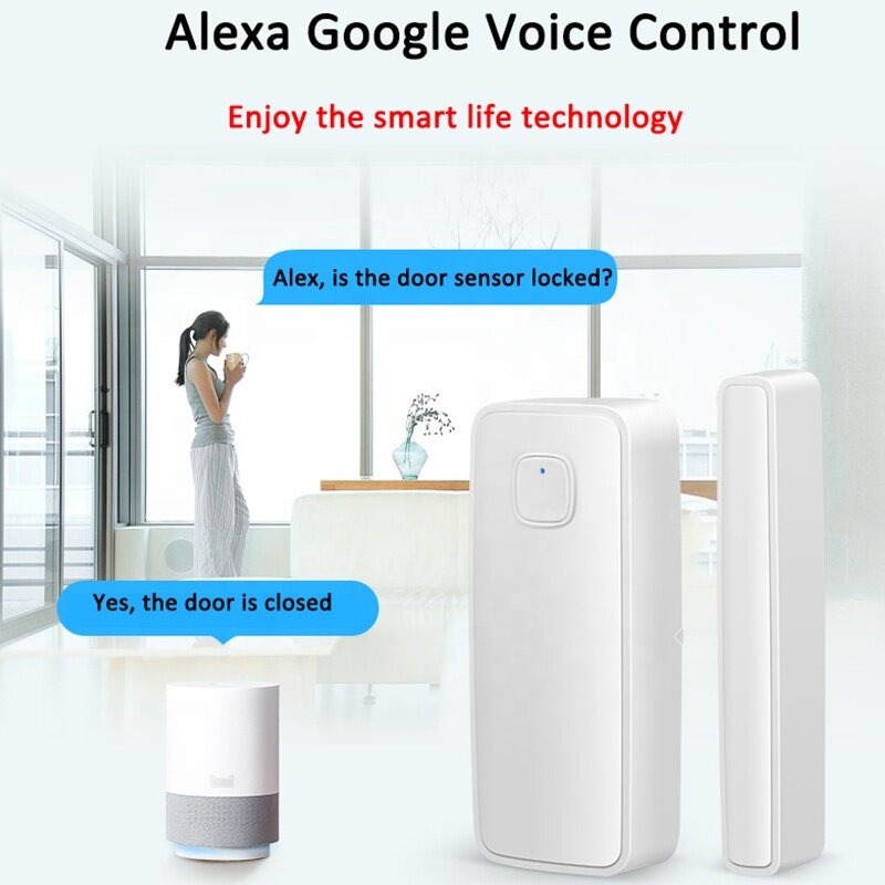 Домашняя сигнализация Tuya Smart Life, Wi-Fi датчик окон и дверей, совместим с приложением Alexa Google Home SmartLife Android IOS