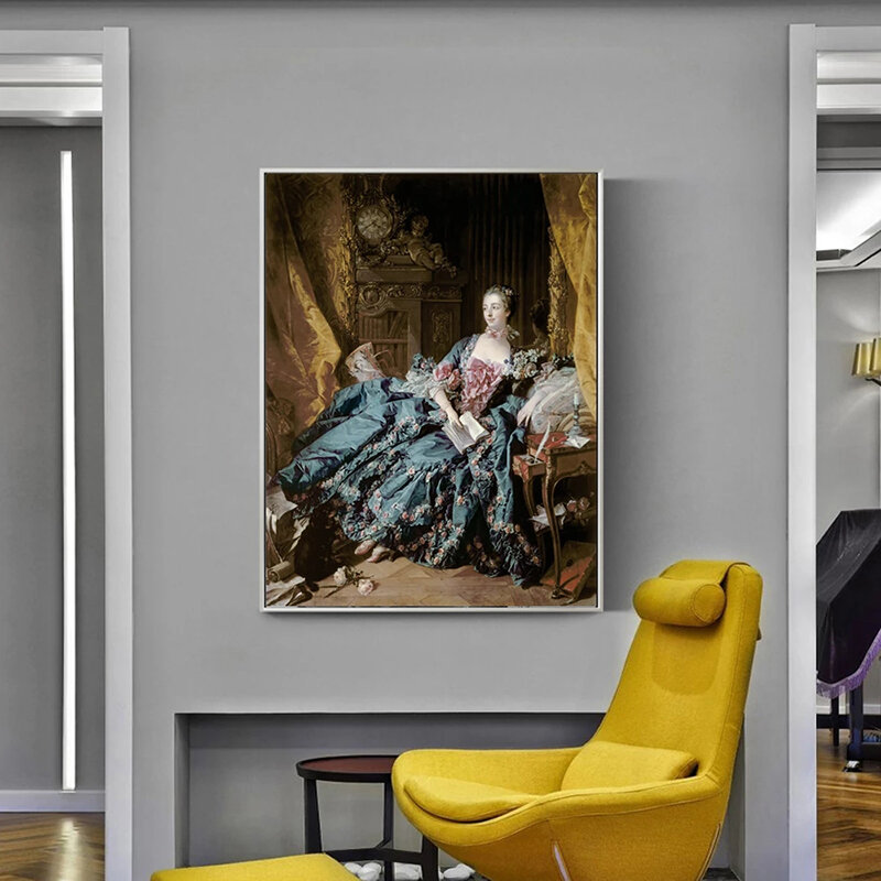 Madame francois boucher pompadour arte da parede impressão em tela clássica famosa pintura cópia sem moldura para sala de estar decoração