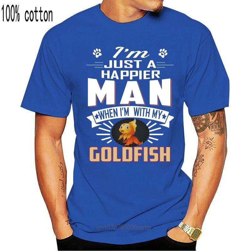 Nowa śmieszna koszulka z szczęśliwszym mężczyzną z koszulką ze złotą rybką