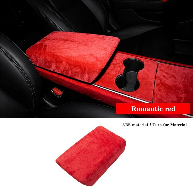 2021 New For Tesla Model 3 Accessories Armrest box decorative cover Turn Fur Model Y Central Control Decorative Cover ABS 2020