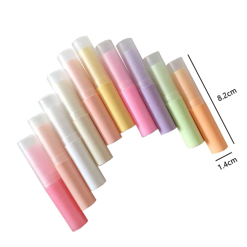 8 colores, 5 unids/lote, 3g, contenedor de bálsamo labial con tapas, Mini tubo de lápiz labial vacío