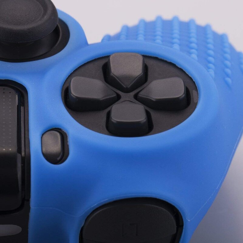 YOTEEN For Dualshock 4 Case Studded Dots Silicone Rubber Gel Skin for Sony PS4 Slim/Pro Controller Cover Case Red Blue