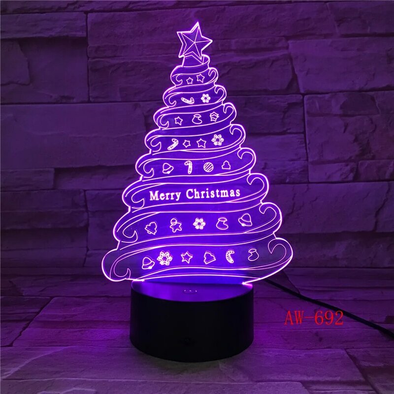 Hot 3D Effect Xmas Tree Shape illuminazione a Led 7 cambia colore USB alimentato decorazioni per alberi di natale lampada dgw 692