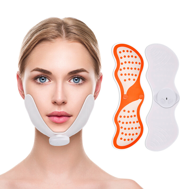 Massageador facial, mulheres, em formato de v, dispositivo de levantamento facial, massagem com almofadas de gel, estimulador muscular elétrico