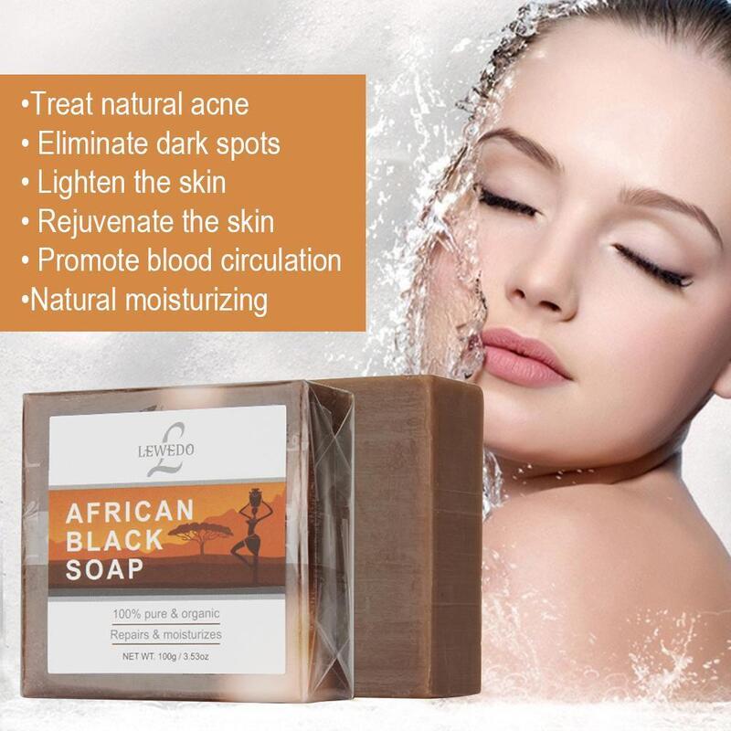 Sapone nero africano magia Anti "es bellezza idratante trattamento dell'acne pelle bagno naturale riparazione del corpo 100g cura della pelle Y8W9