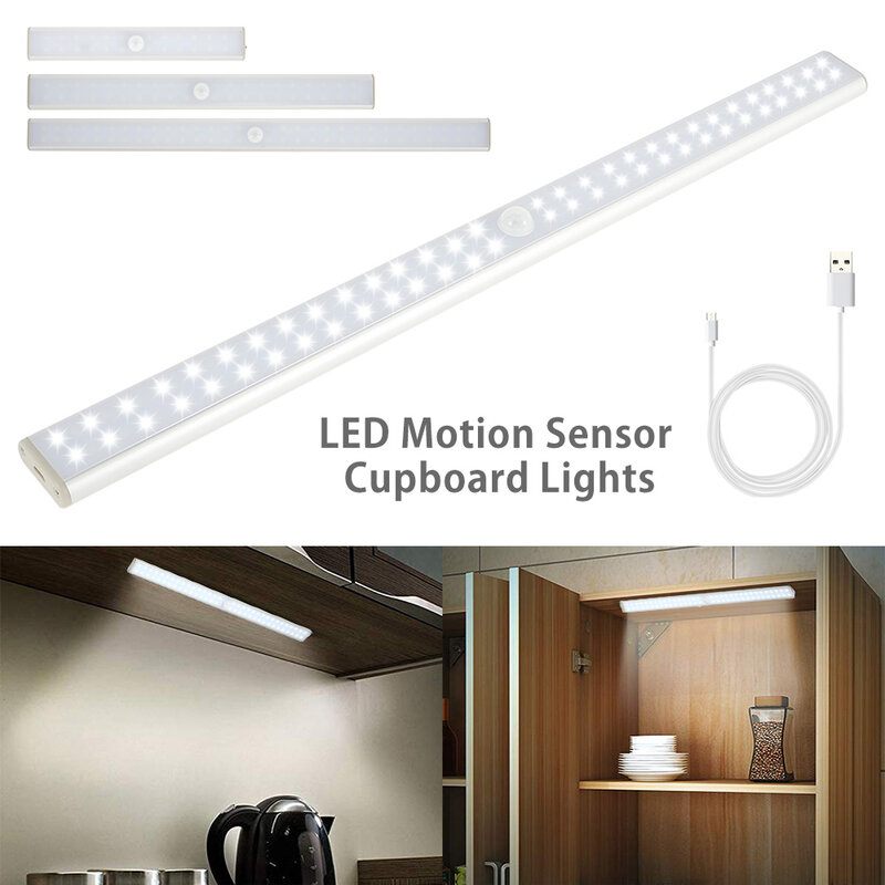 Usb充電式モーションセンサーワイヤレスledナイトライト寝室のインテリア光検出器キャビネット灯ルームの通路の照明