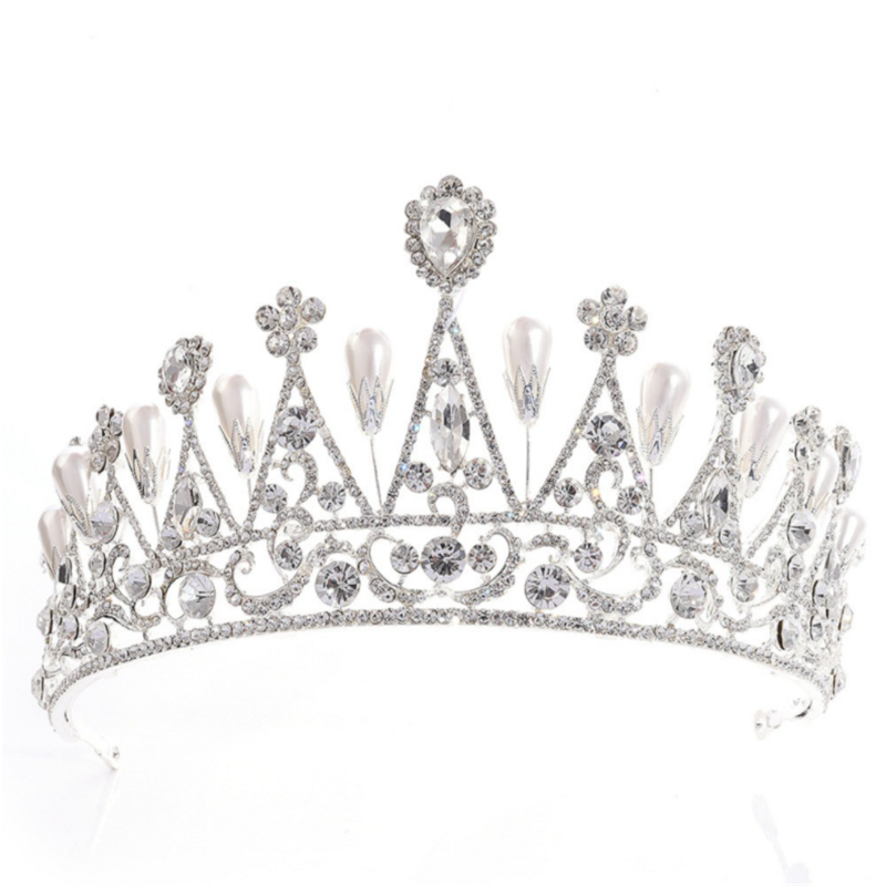 GB corona nupcial Diana princesa mismo modelo perla lágrima corona diamantes de imitación perla gota accesorios para el cabello accesorios de boda Clip para el cabello