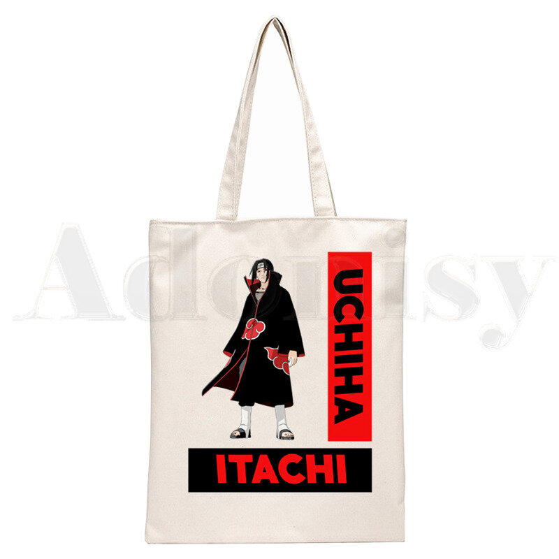 Narutoญี่ปุ่นอะนิเมะSasuke Uchiha Itachi Akatsukiกราฟิกการ์ตูนพิมพ์ถุงช้อปปิ้งแฟชั่นสาวสบายๆแพคเกจกระเป๋า