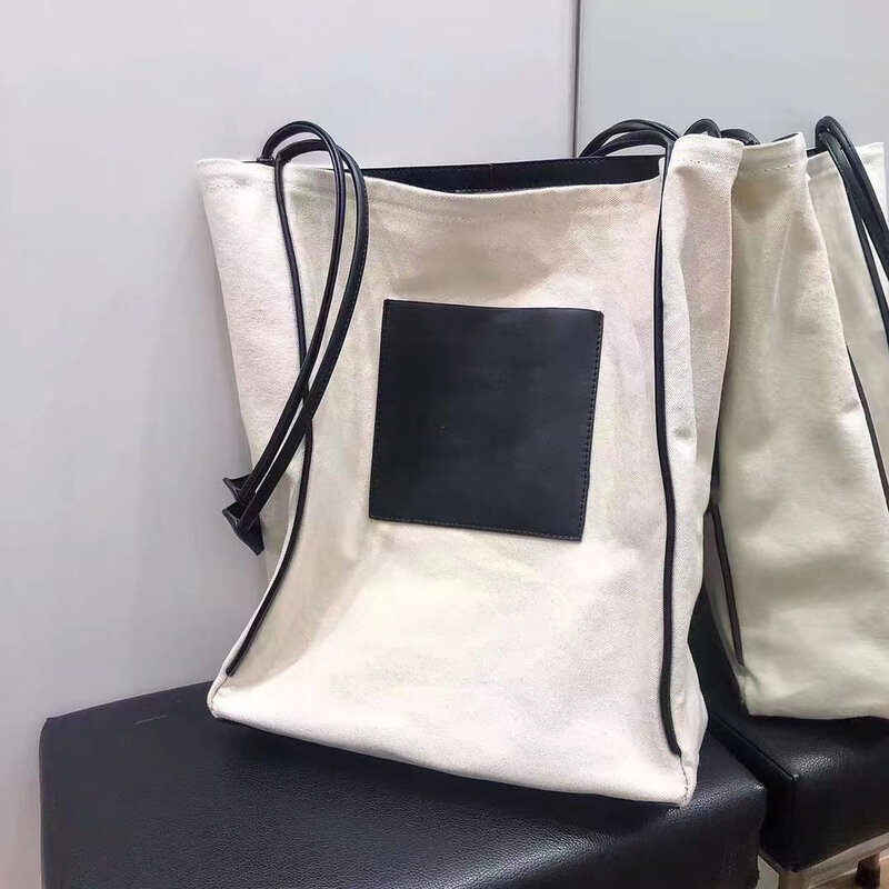 2021 nowe modne torby płócienne torebki damskie uniwersalne torby na zakupy o dużej pojemności narzędzie dzikie płótno składane skóra bydlęca TE duże torba z rączkami