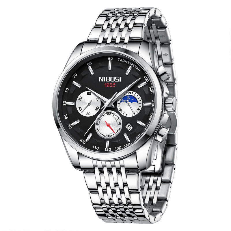 NIBOSI 2021 nowe męskie zegarki Luminous wodoodporna moda kwarcowy zegarek mężczyźni sport zegarek wodoodporny czarny zegarek Relogio Masculino