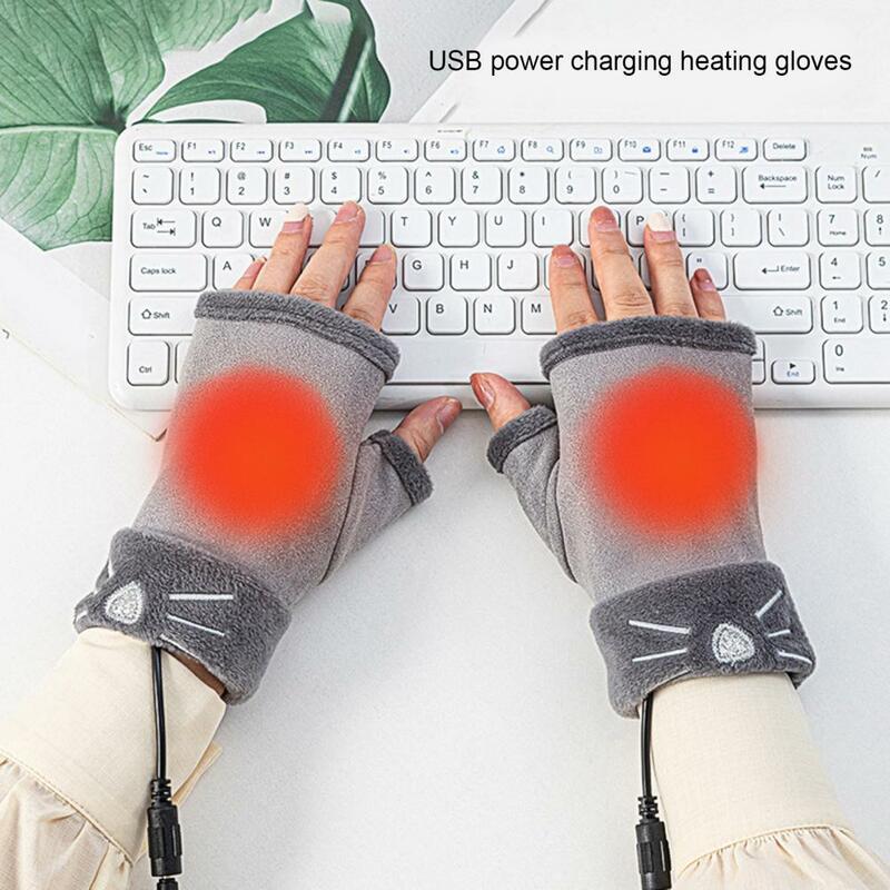 1 paio di guanti guanti riscaldati senza dita scaldamani USB pratici guanti riscaldati