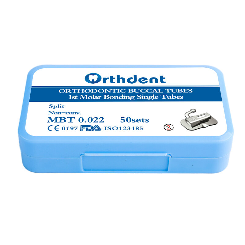 Tubo bucal de ortodoncia Dental, Canal no Convertible, 1 °/2 °, monobloque dividido, Roth MBT 200 0.022, 0.018 piezas