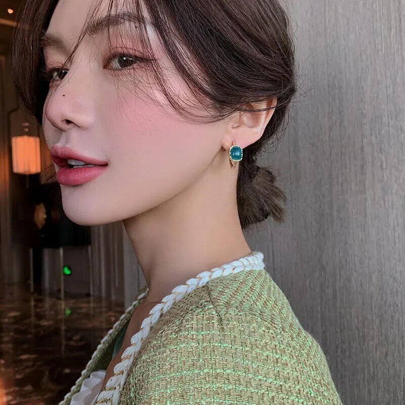 Amber Hars Oorbellen Elegante 925 Zilveren Stud Oorbellen Koreaanse Mode Antieke Netto Rode Oorbellen Voor Vrouwen