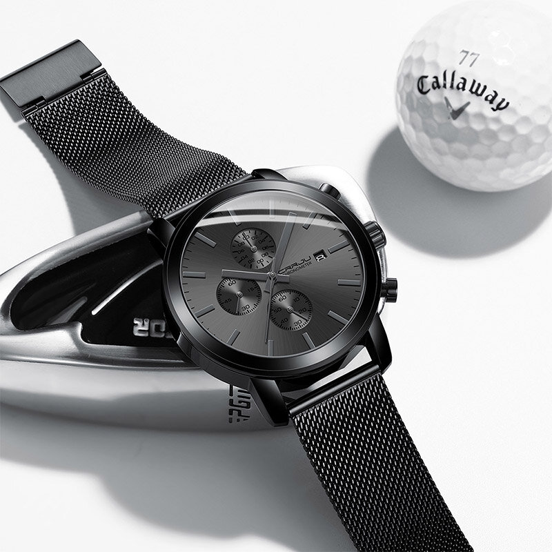 Crrju quartzo data relógio para homem marca de luxo preto moda esportes relógios à prova dwaterproof água cronógrafo masculino relógio relogio masculino
