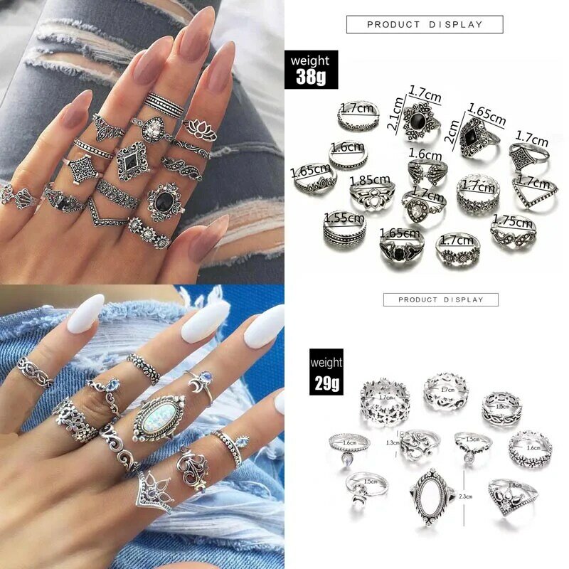 30 Stijlen Trendy Boho Midi Knuckle Ring Set Voor Vrouwen Crystal Geometrische Finger Rings Fashion Bohemian Sieraden
