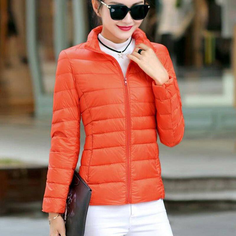 패션 여성 가을 겨울 따뜻한 코트 Outwear 솔리드 오-넥 따뜻한 롱 슬리브 숙녀 탑 다운 재킷 여성 Windproof 파카