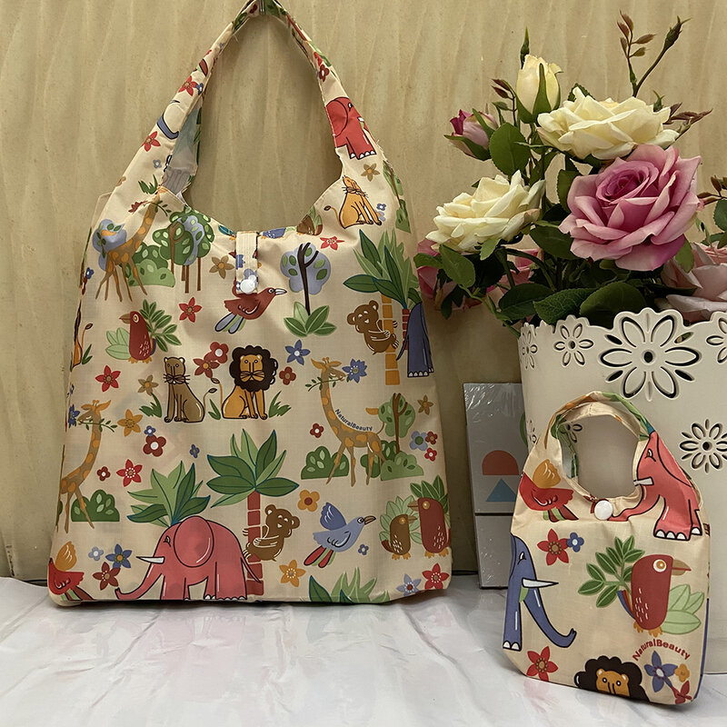 Medium Handbag Women's Tote Bag Waterproof Foldable Shopping Bag Reusable Fashion Pocket 40 Lb Storage Bag Thickened Nylon