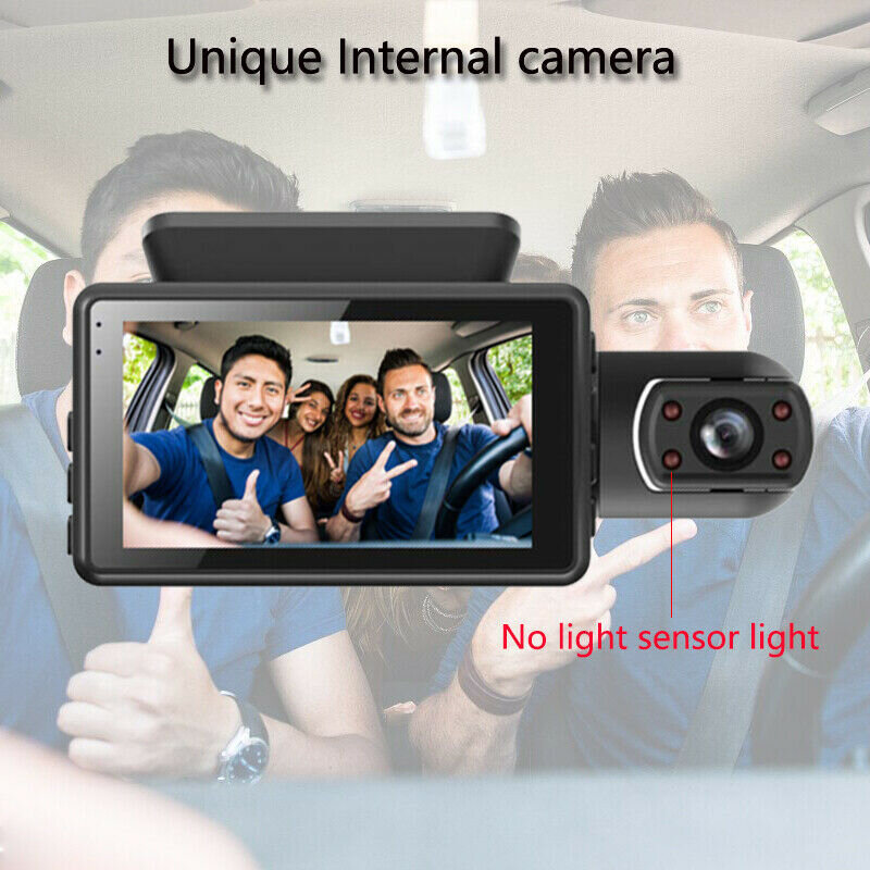 Caméra de tableau de bord pour voiture, 1080P, double objectif, enregistreur vidéo de conduite, capteur G, caméra avant et intérieure, Vision nocturne