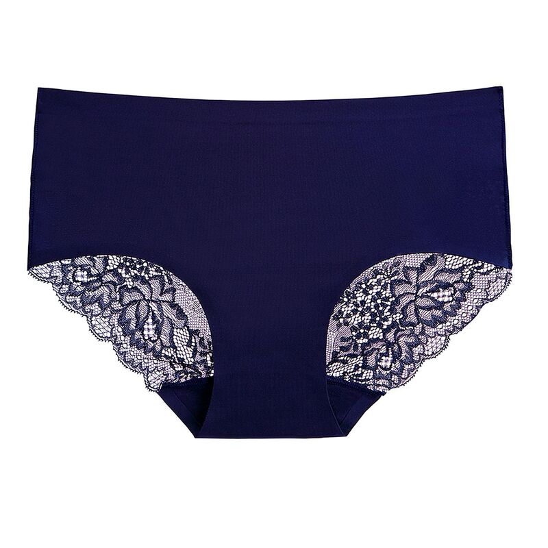 Sexy Women Underwear Lace Women Panties Seamless Ice Silk Briefs Ladies Intimates Lingerie Nylon Mid Rise Underpants 3 Pcs Set