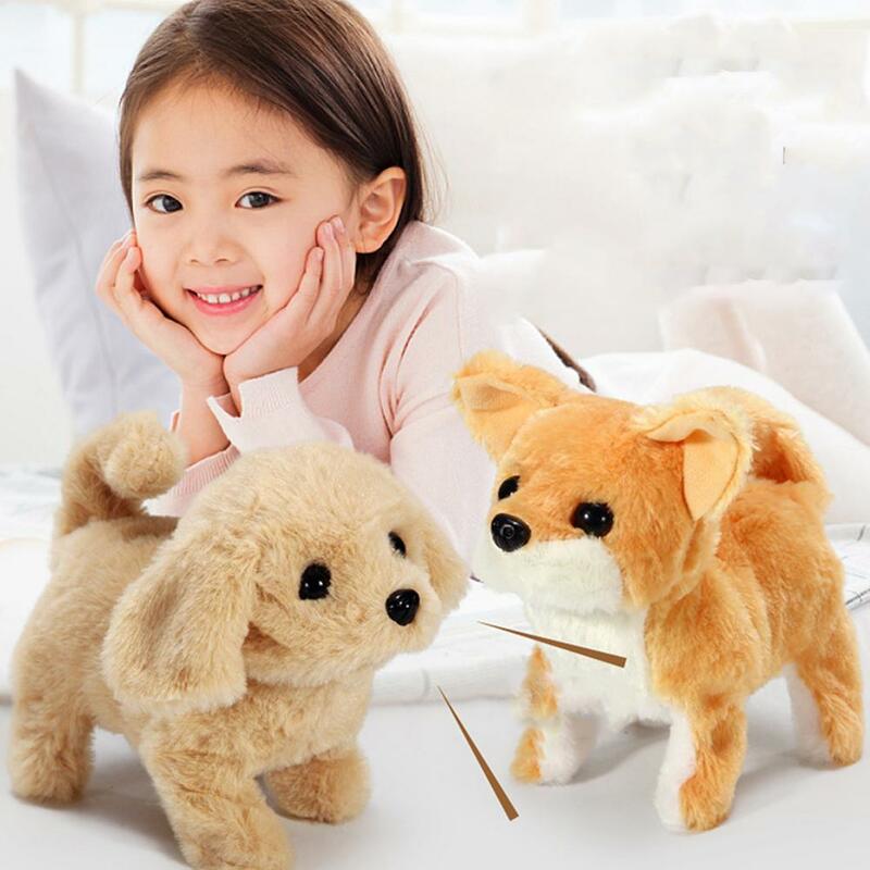 Crianças brinquedo de pelúcia elétrica bonito simulação filhote de cachorro brinquedos de pelúcia