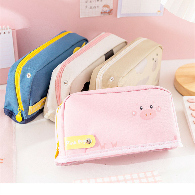 Cartoon Animal Cute Kawaii Pen Storage Bag Pencil Bag Pencil Case Foldable Gift for Student Stationery Supplies
