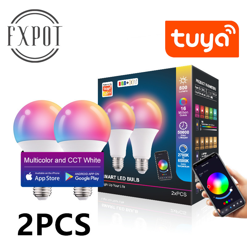 Luz de control inteligente con Bluetooth, e27, RGB, regulable, con aplicación Tuya, modo de música, utilizada para decoración del hogar y luz, 20W