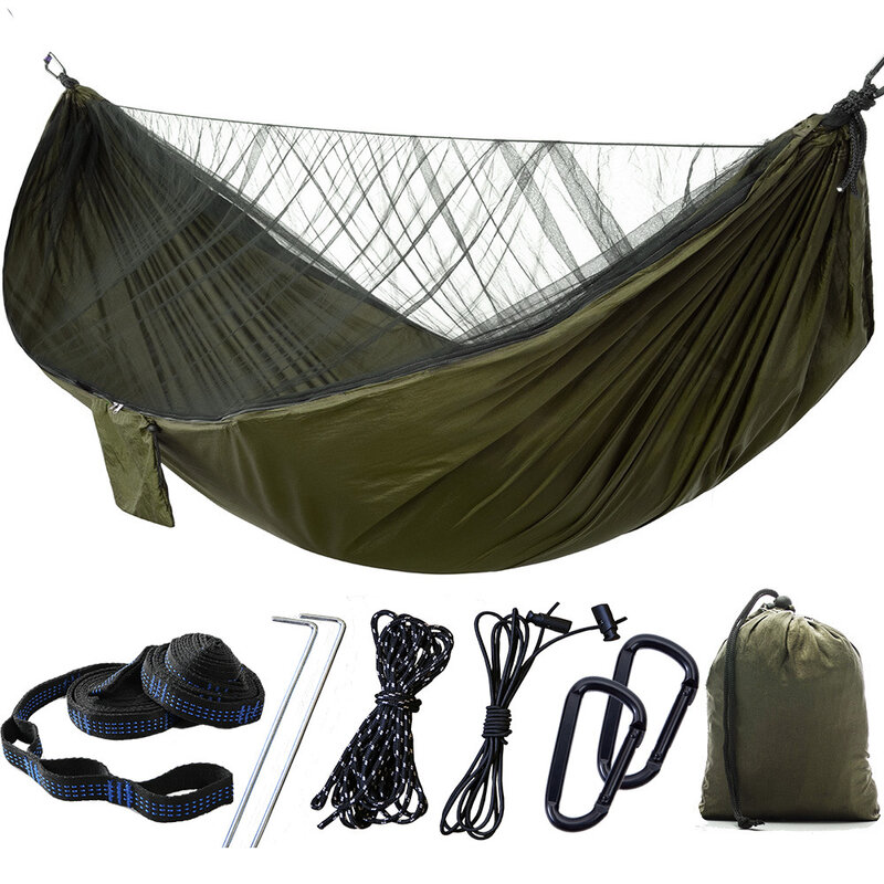 Hamac de Camping avec filet, hamac léger, résistant, Portable pour l'intérieur, randonnée, randonnée, voyage, arrière-cour