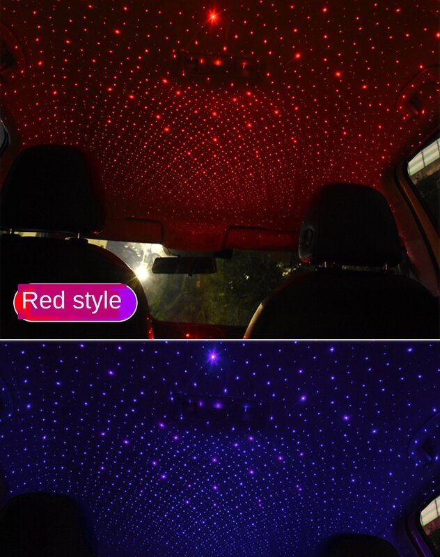 LED Car Roof Star Night Light Projector Atmosphere Galaxy Lamp USB Decorative Lamp Adjustable Multiple Lighting Effects