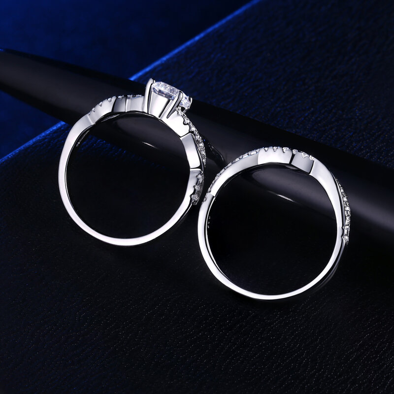 Wuziwen Solide 925 Sterling Silber Hochzeit Ring Sets Für Frauen Runde Cut Twist Cross Engagement Ring AAAAA Zirkon Schmuck WZW7628