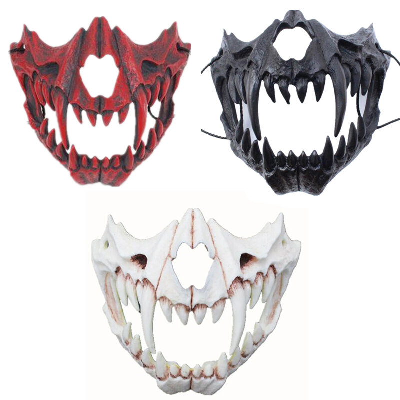 Japanese Anime Dragon God Skeleton Resin Mask Halloween Dragon God Tiger Yaksha Mask Tengu Party Cosplay Costume Prop