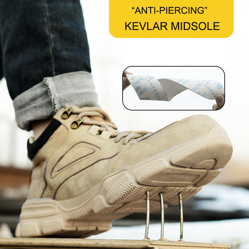 ผู้ชายความปลอดภัยรองเท้าทำงานเหล็ก Kevlar ทำลายข้อเท้าทำงานฤดูหนาวรองเท้า Anti-Smashing รองเท้าผ้าใบห...
