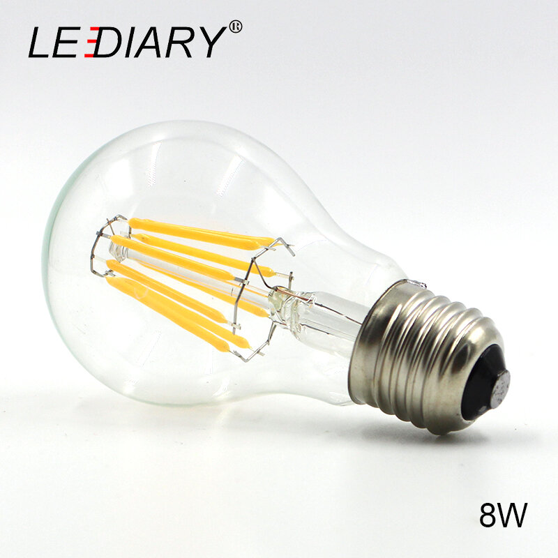 LEDIARY-لمبة ريترو قابلة للتعديل E27 LED ، مصباح خيوط ، لمبة E27 220V-240V 2w/4w/6w/8w/12w A60/G45 E27 ، مصباح LED اديسون ، 5 قطعة