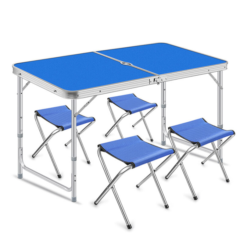 Портативный походный стол, четыре складных стула из алюминиевого сплава, стол для пикника на открытом воздухе, водонепроницаемый ссветильн...