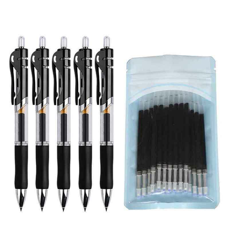 Intrekbare Gel Pen Set 0.5Mm Zwart/Rood/Blauw Grote Capaciteit Balpen Handvat Vervangbare Vullingen Staaf School Kantoorbeno