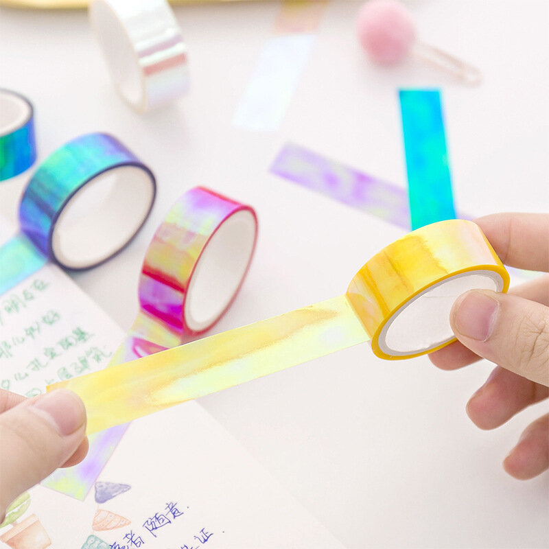 Rainbow Gradient Tape Masking Washi Tape Set Korea Stasioner Cute Kawaii Scrapbooking Pita Perekat Dekoratif Pastel