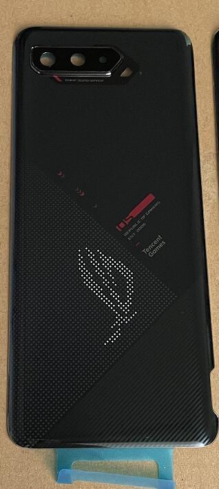 100% Original Rear Case For 6.78" Asus ROG Phone 5 5S ZS673KS Glass Panel Back Battery Cover Housing Door Lid + Camera Lens