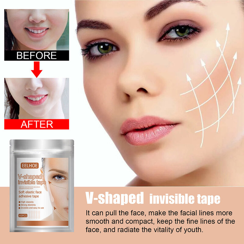 40 pçs remendo de levantamento de rosto invisível elevador adesivo para rosto seguro reduzir linhas finas v-linha rosto shaper adesivos adesivos adesivos adesivos ferramenta de maquiagem