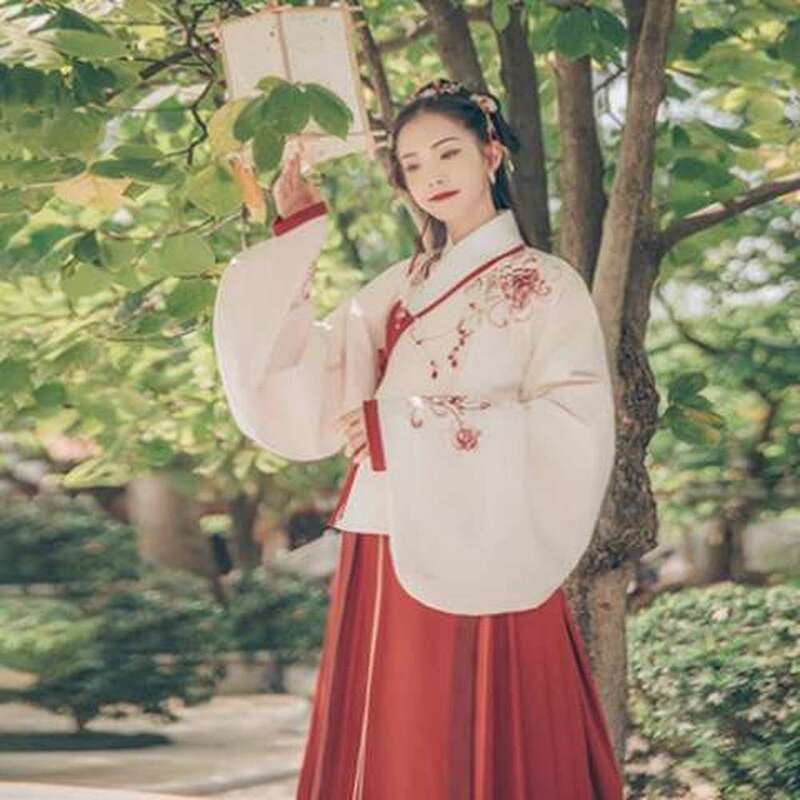จีนแบบดั้งเดิม Hanfu สตรีเต้นรำเครื่องแต่งกายชุดเย็บปักถักร้อยหญิงสง่างามโบราณ Tang Dynasty Oriental เครื...