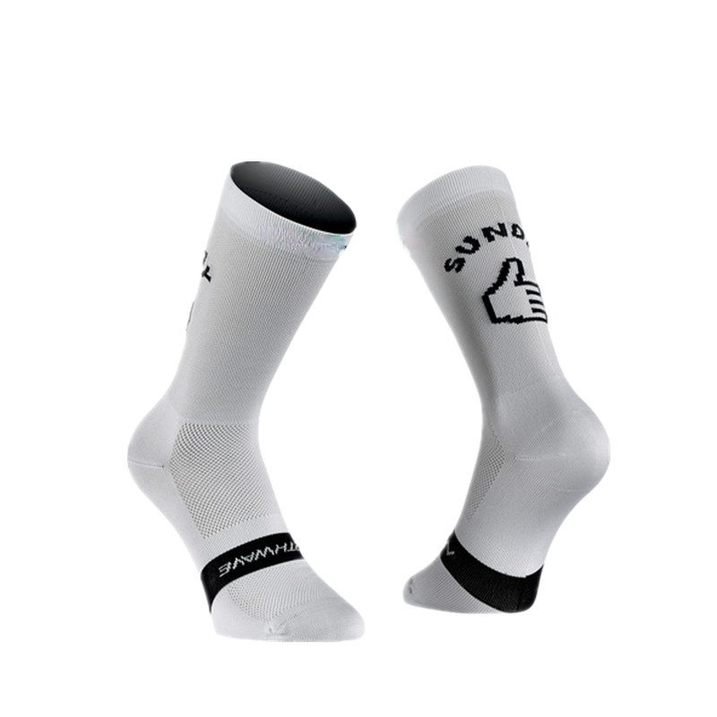 Nova segunda-feira domingo engraçado ciclismo meias respirável meias de bicicleta de estrada das mulheres dos homens polegar médio dedo esportes corrida meias