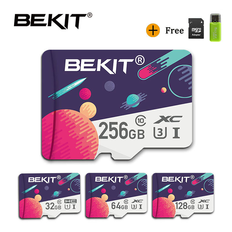 Bekit Memory MiniSD Card 32GB 64GB 128GB 256GB 16GB 8GB Memory TF/SD Flash Card SDXC SDHC Class 10 U1/U3 Flash drive Memory Card