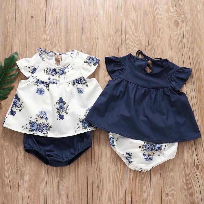 2Pcs Nettes Kind Neugeborenen Baby Mädchen Kleidung Sommer T-shirt + Shorts Kleinkind Babys Sets Outfits
