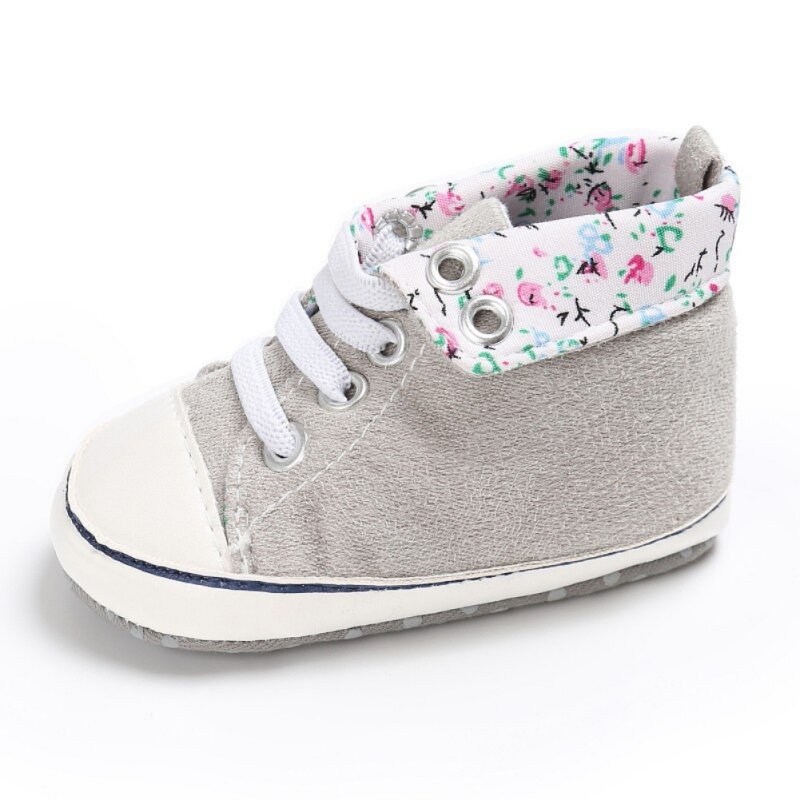Baby Unisex Little Flower Flanging Baby Leisure Cotton Hook & Loop Sports Walking Shoes