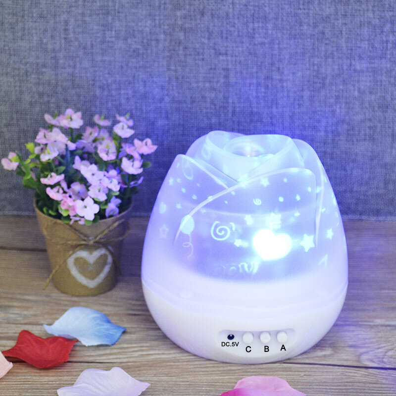 회전 별이 빛나는 별 하늘 로맨틱 프로젝터 빛 다채로운 USB 램프 배터리 침실 장식 아기 생일 선물