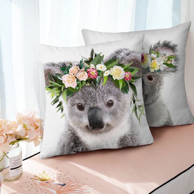 Fuwatacchi bonito coala coala capa de almofada dos desenhos animados animal coala capa de almofada para o sofá do carro casa decorativo jogar fronha 45x45cm